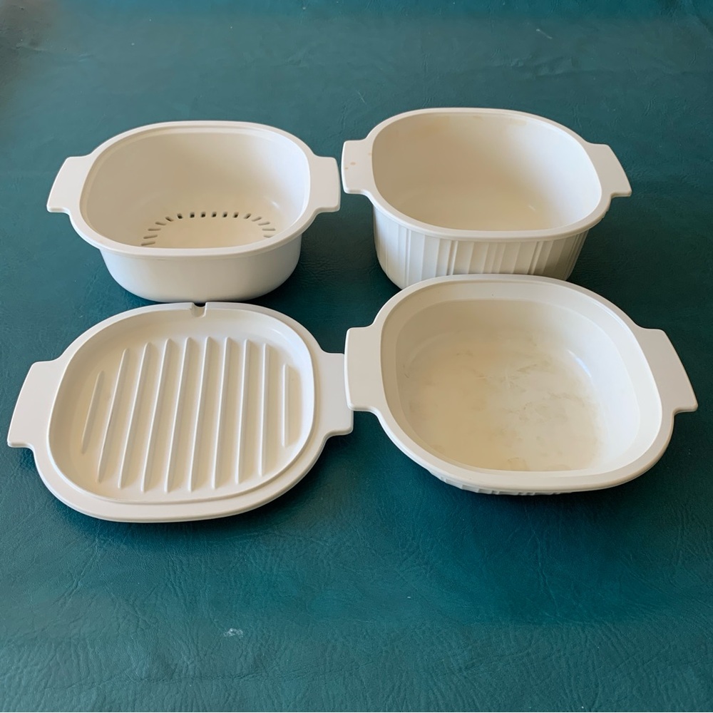 Vintage rubbermaid 4pc stackable microwave & oven cookware